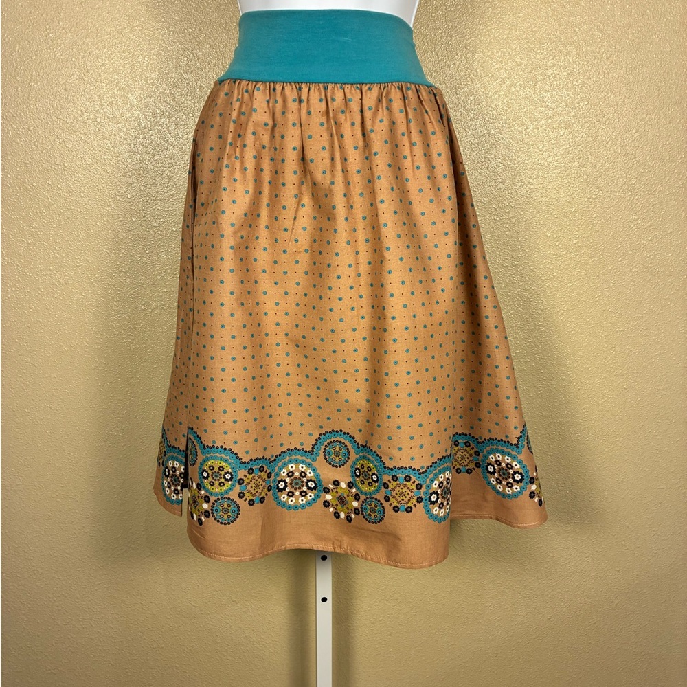 Embroidered Tan and Teal Skirt